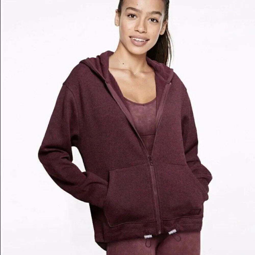 Victoria’s Secret PINK Sweater Knit Zip Jacket Maroon